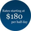 Half days starting at $180. Hourly, full-day and flat rates available.