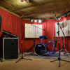 The downstairs drum alcove and rehearsal space.